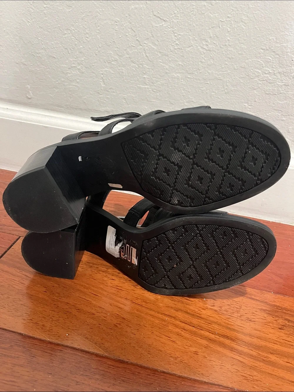 Zodiac Black Leather Multi-Strap Slingback Sandals